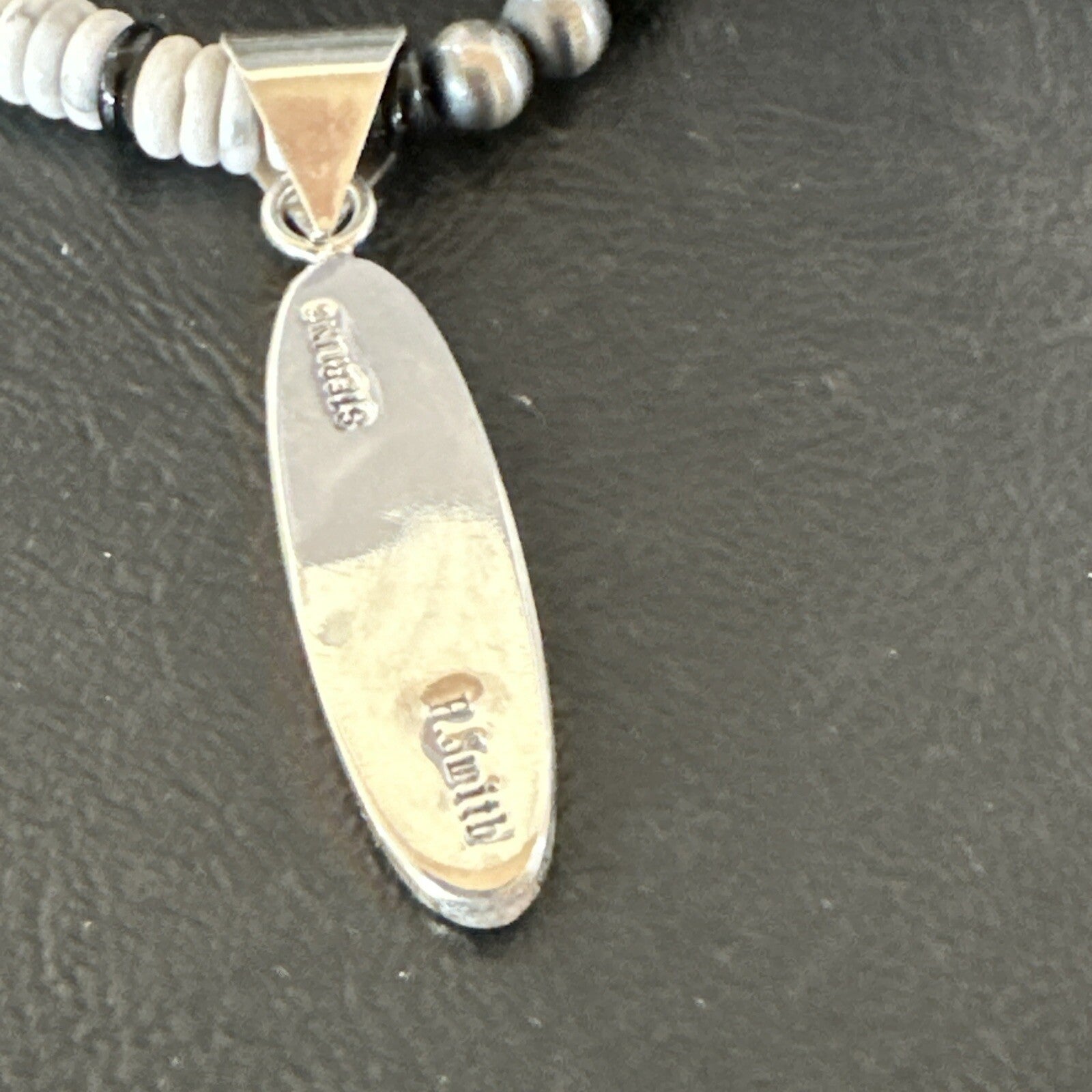 White Buffalo Turquoise Navajo Pearls Sterling Silver Onyx Necklace 17805