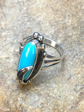 Blue Turquoise Ring Navajo Sz 11.5 | Sterling Silver | Authentic Native American Handmade | 8919