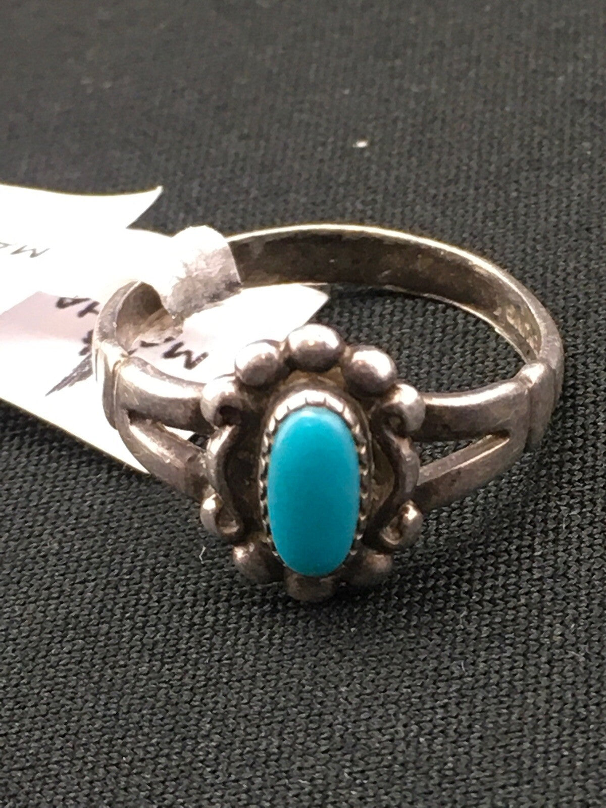 Native American Blue Turquoise Navajo Sterling Silver Ring Size 5.75 04447