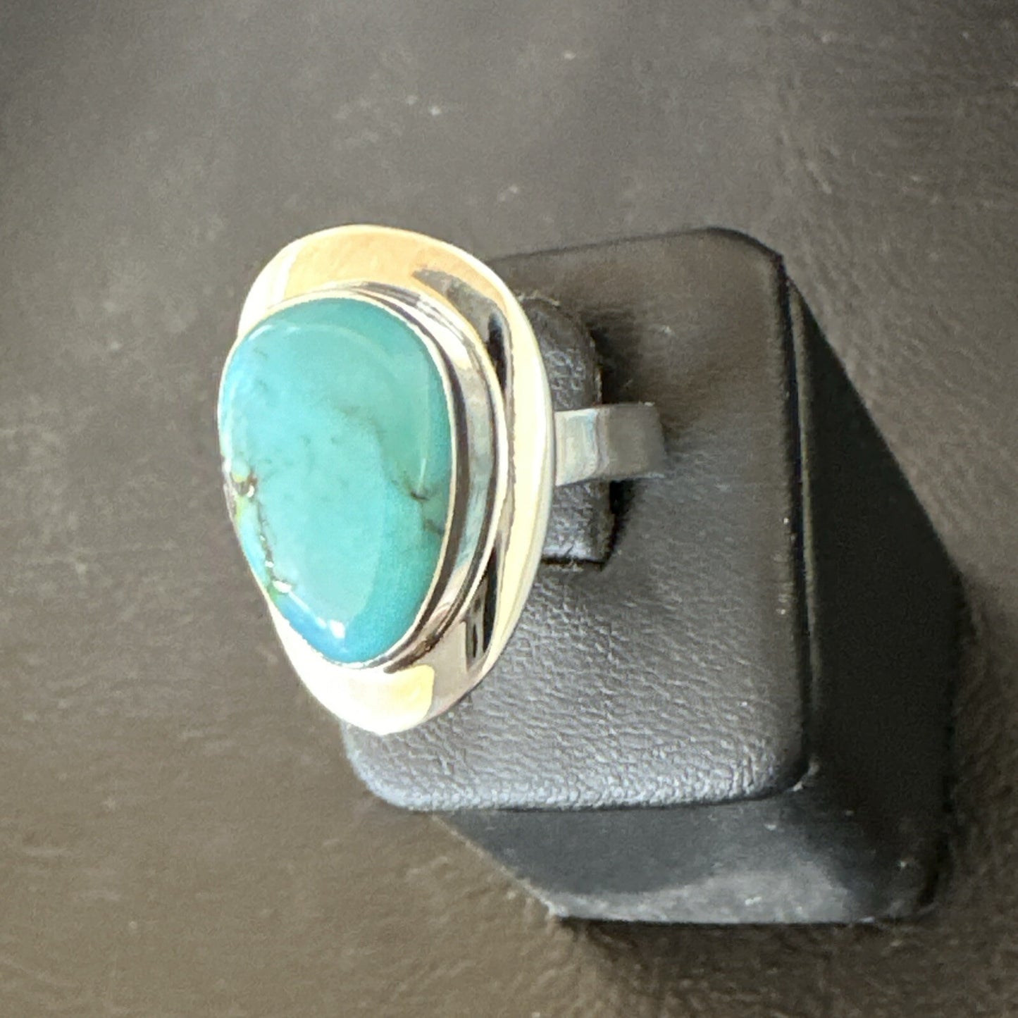 Southwestern Sterling Silver Blue Kingman Turquoise Ring Size 9 18524