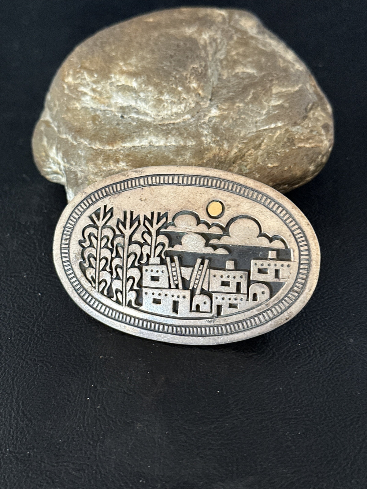 Pueblo Cutout Authentic Sterling Silver Concho Belt Buckle 14799