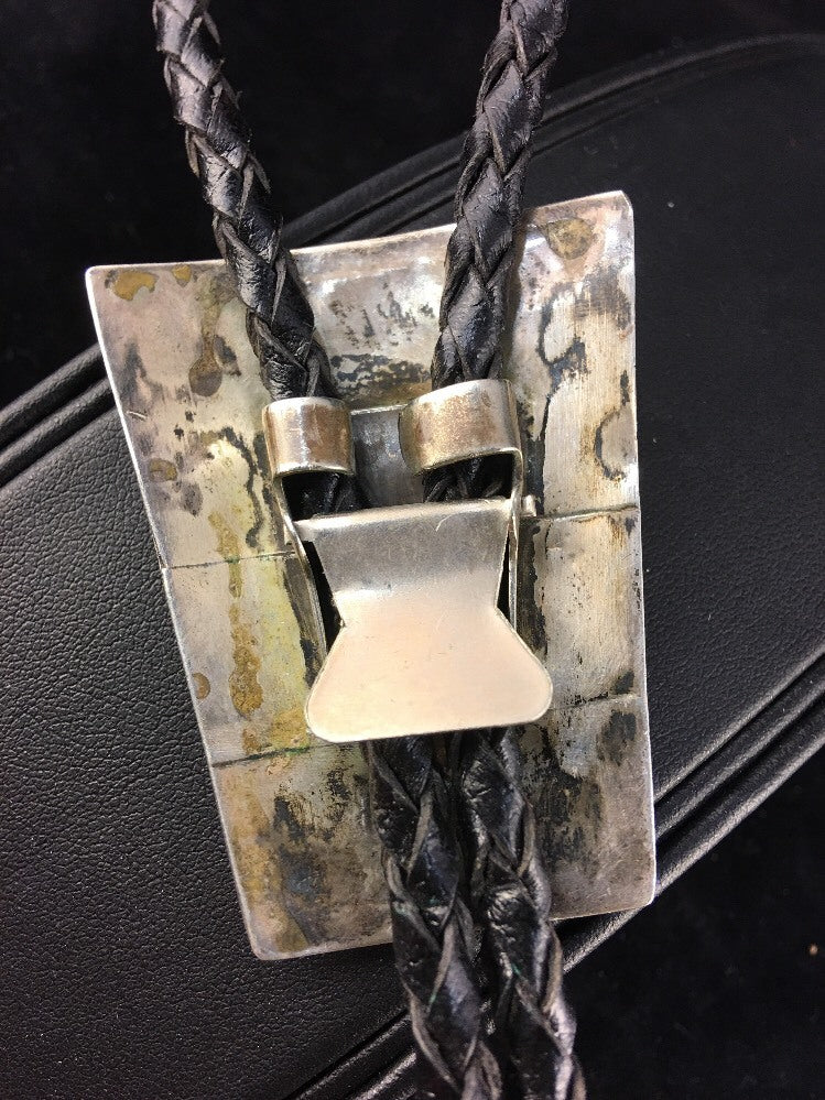 Yellow Mother Of Pearls Zuni Sterling Silver Old Pawn Bolo Tie & Watch 03114