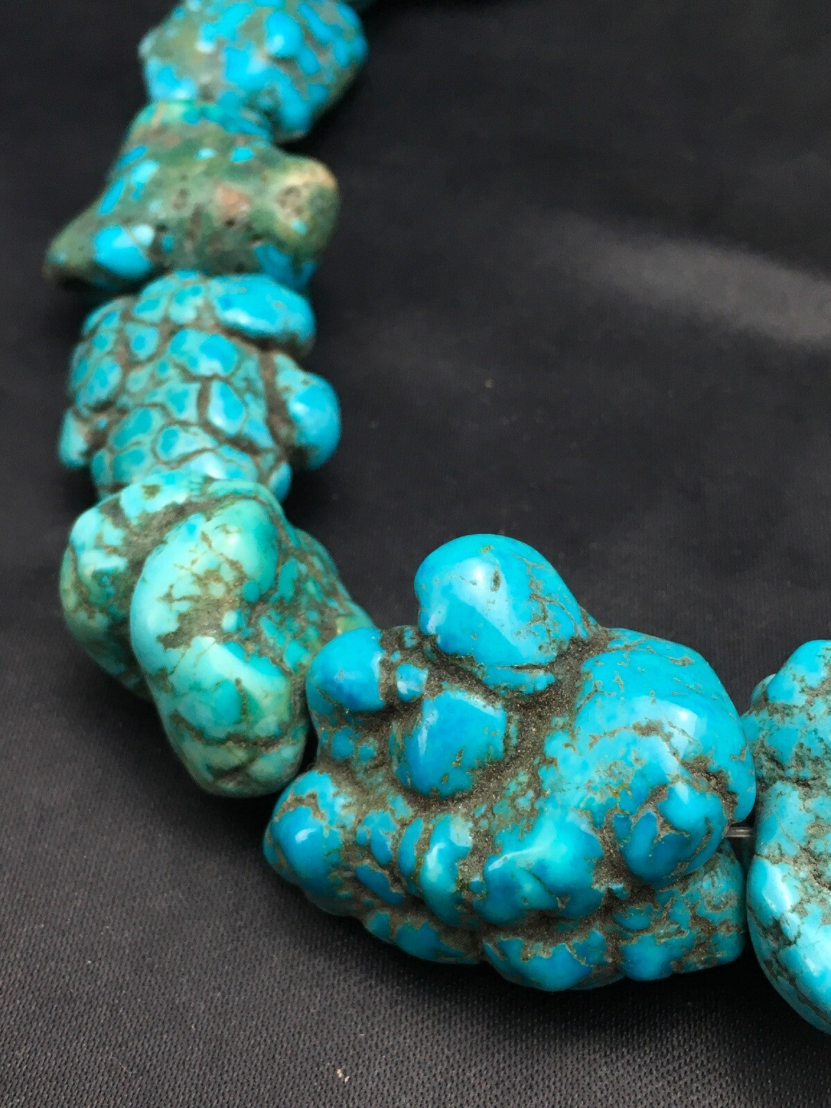 Native American Indian Blue Turquoise Nugget Free Form Bead Strand 03153