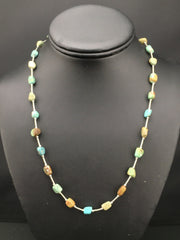 Turquoise Heishi Bead Navajo Liquid Necklace 20" | Sterling Silver | Authentic Native American Handmade | 01091