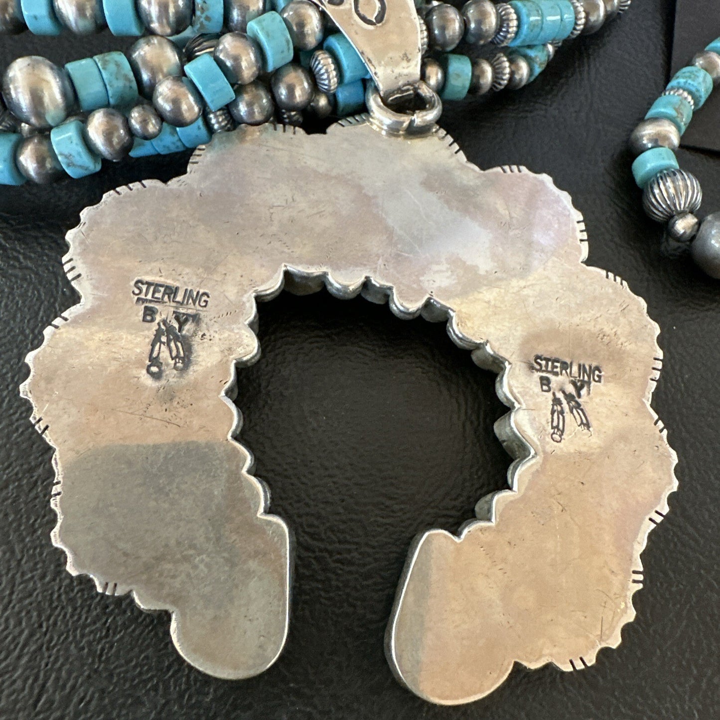 Blue Turquoise Naja Pendant Navajo Sterling Silver Earrings Necklace 21" 16865