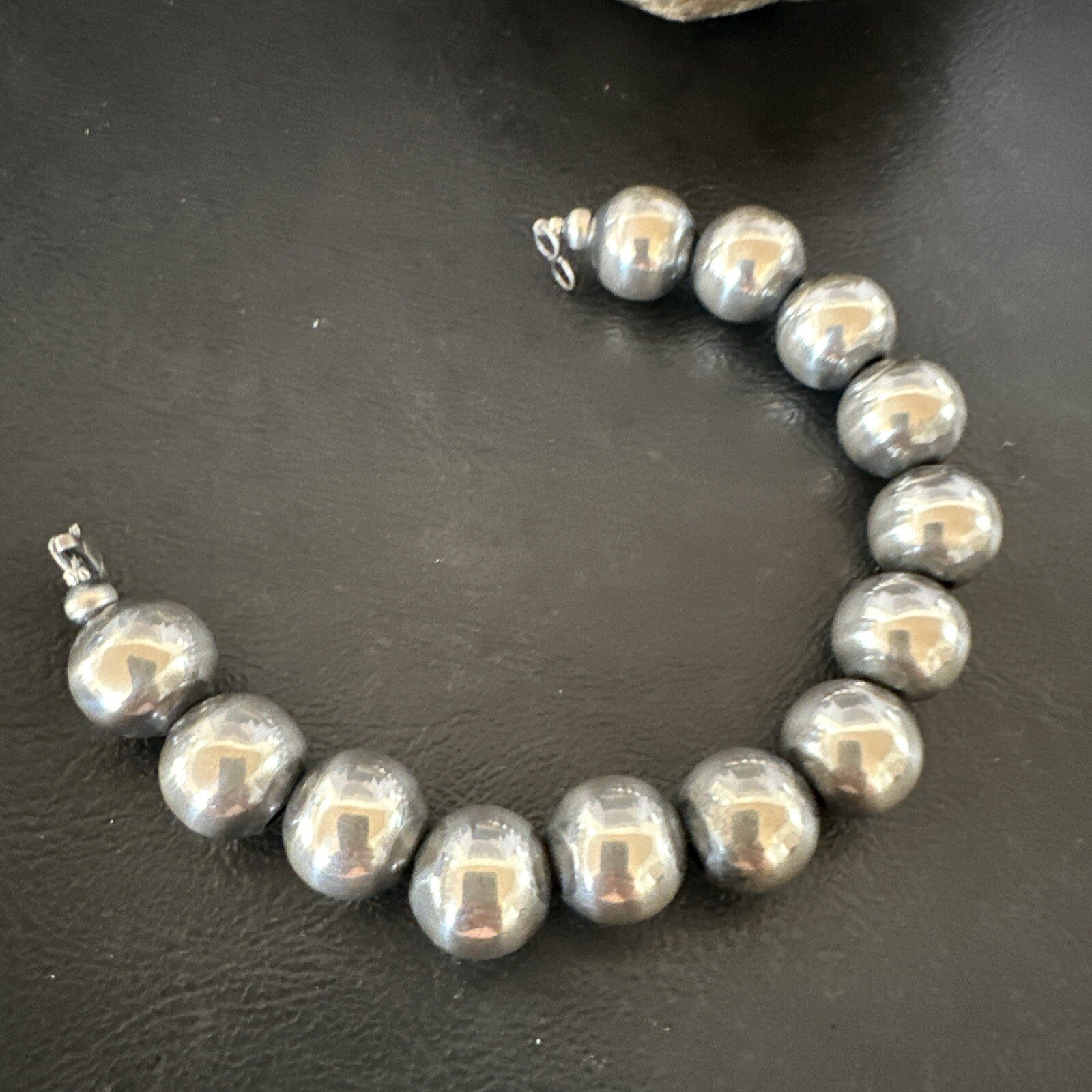 14mm Round Beads 7” Sterling Silver Beads Bracelet 91407