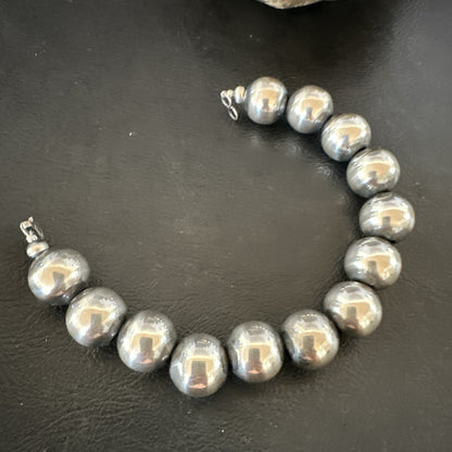 14mm Round Beads 7” Sterling Silver Beads Bracelet 91407