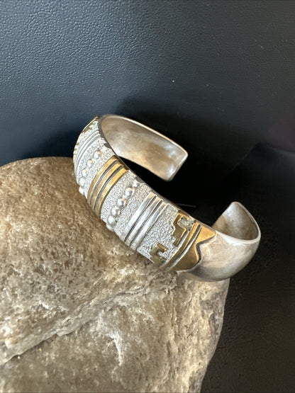 Gold filled Navajo Womens Sterling Silver Cuff Bracelet 6.75" 19700
