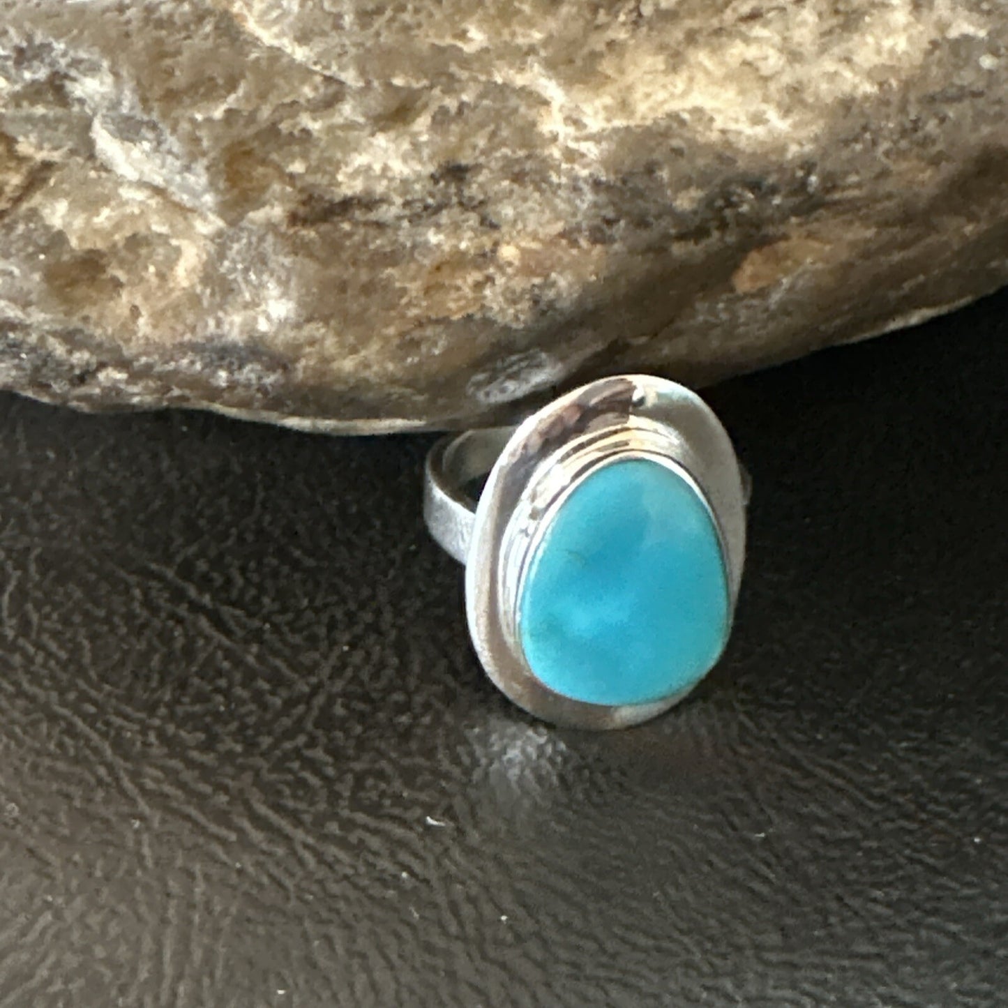 Southwestern Sterling Silver Blue Kingman Turquoise Ring Size 7 18508