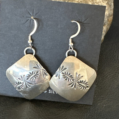Native American Indian Navajo Stamped Sterling Silver Earrings Set 4754