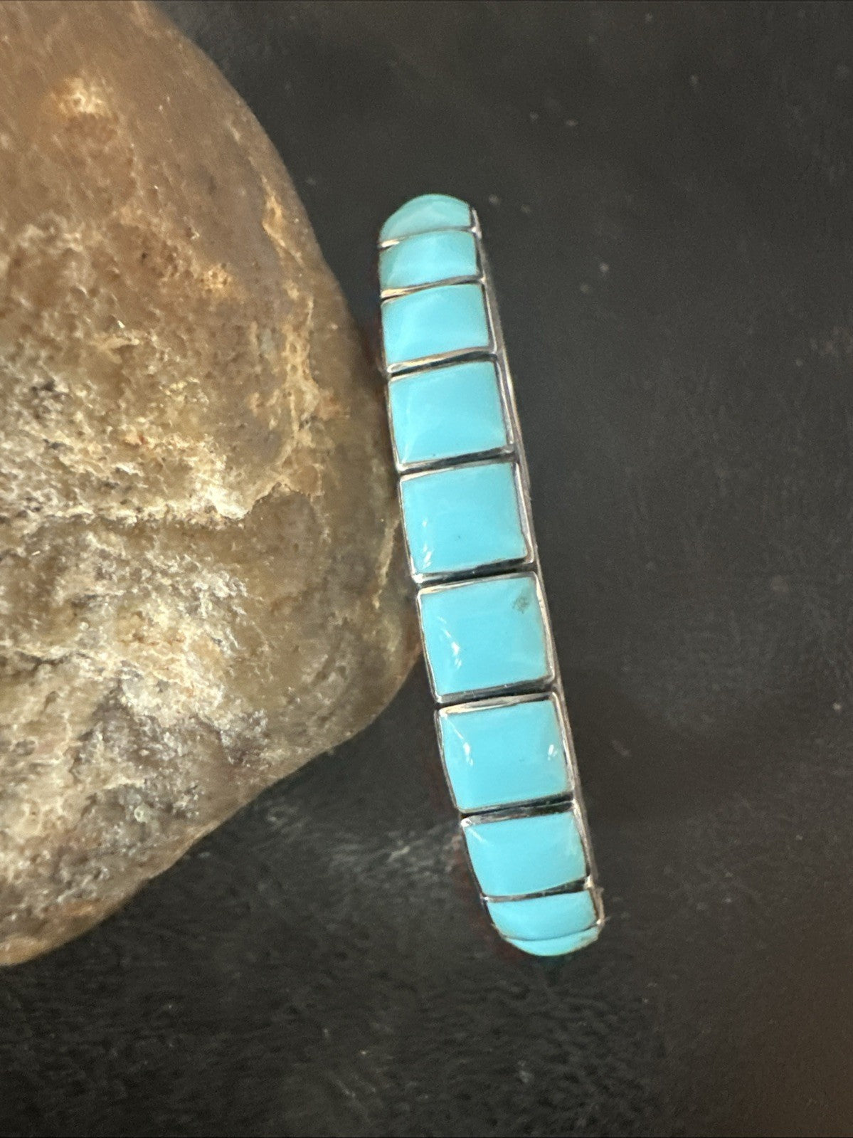 Blue Kingman SB Turquoise Navajo Sterling Silver Cuff Bracelet 6.5" 19069