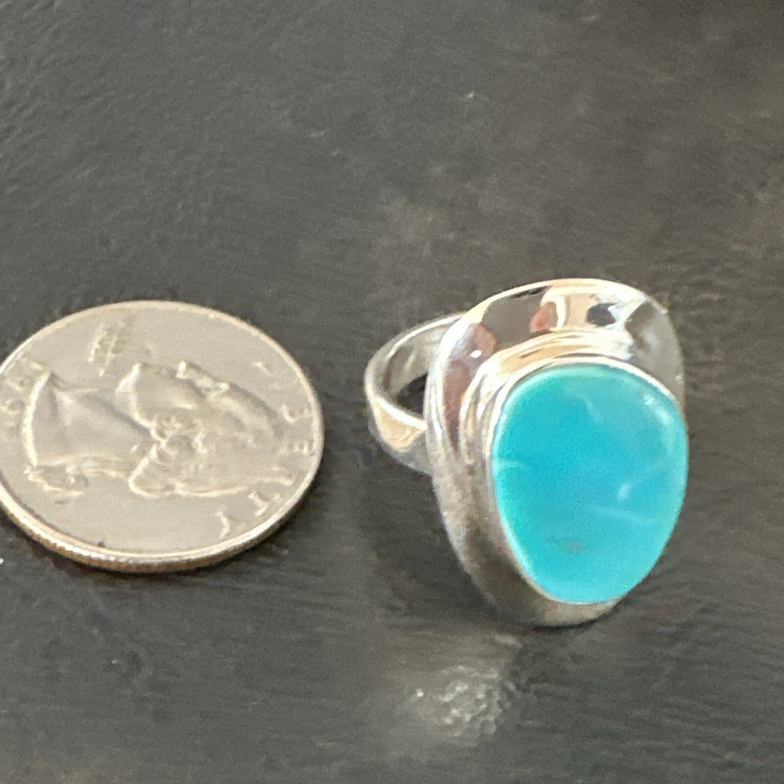Southwestern Sterling Silver Blue Kingman Turquoise Ring Size 9 18528