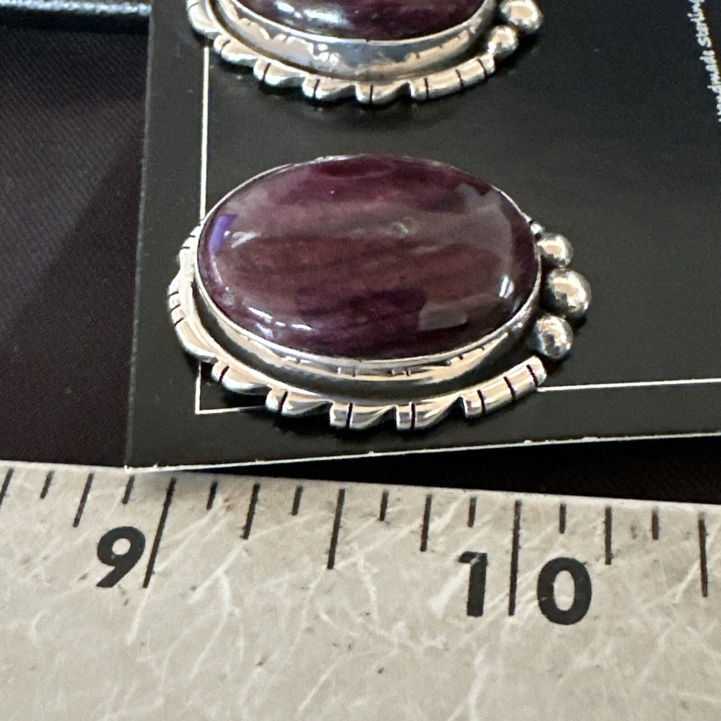 Purple Spiny Oyster Navajo Sterling Silver Stud Post Earrings 1" 18740