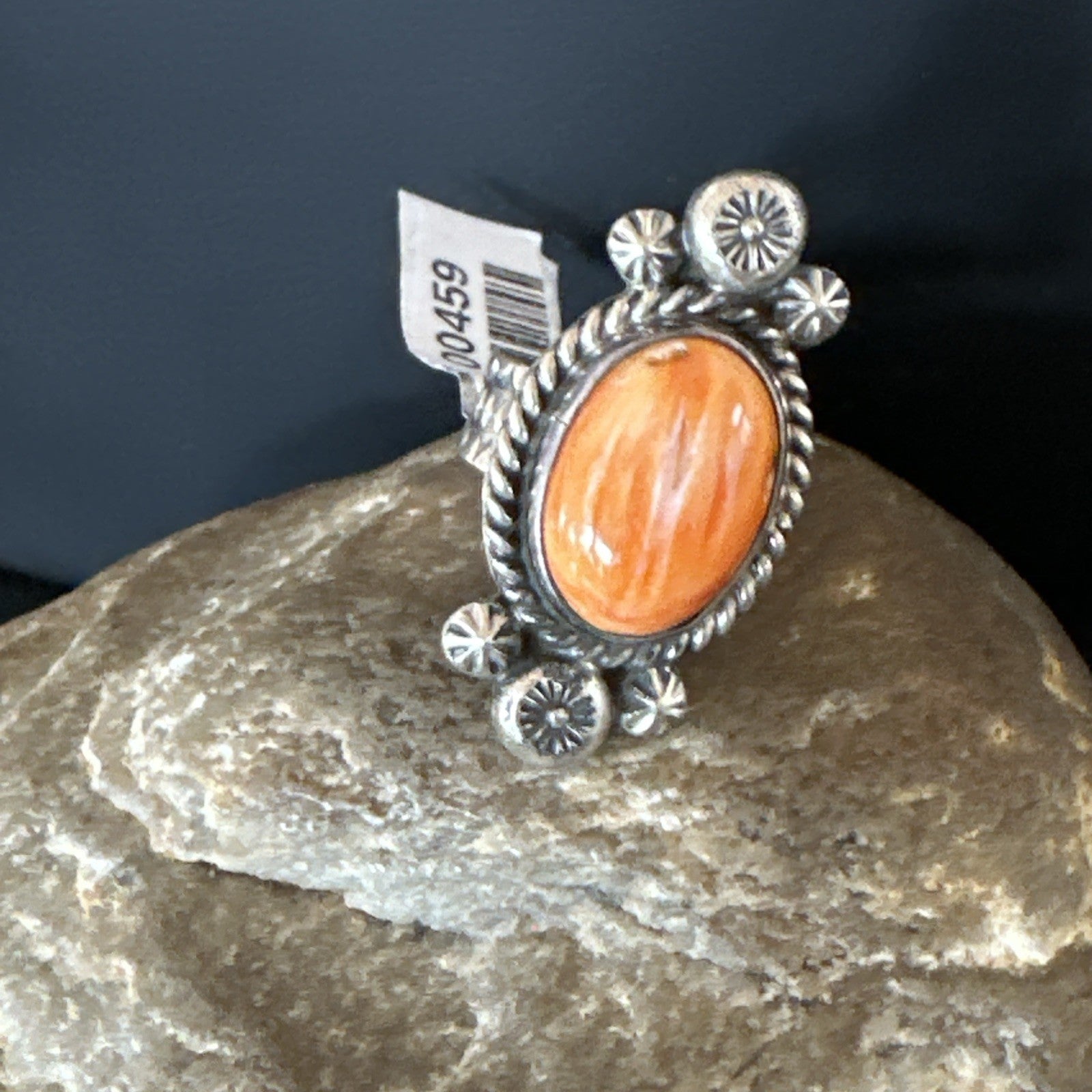 Orange Spiny Oyster Navajo Sterling Silver Ring Native American Size 6 00459