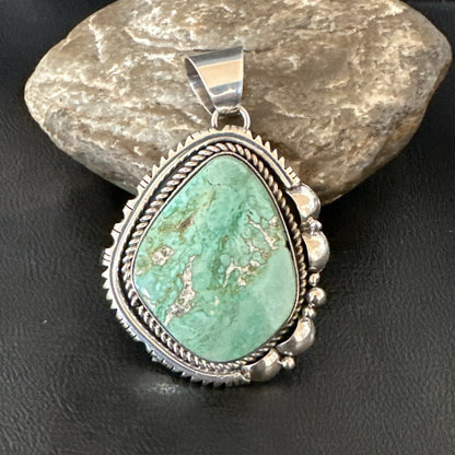 Men Women Green Royston Turquoise Pendant Navajo Sterling Yazzie 19522