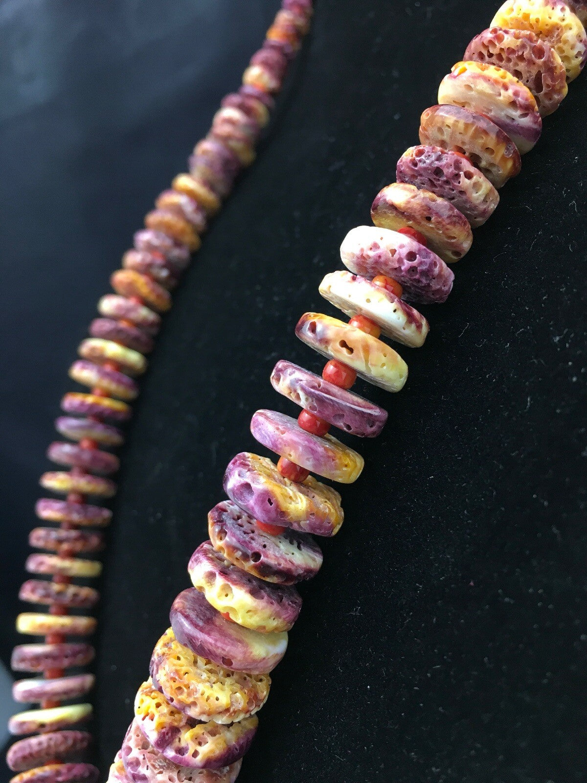 USA Mens Purple Spiny Oyster Bead Navajo Sterling Silver Necklace 28" 4256