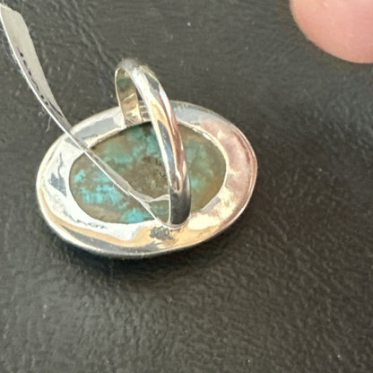 Blue Turquoise#8 Southwestern Sterling Silver Ring Size 7 19739