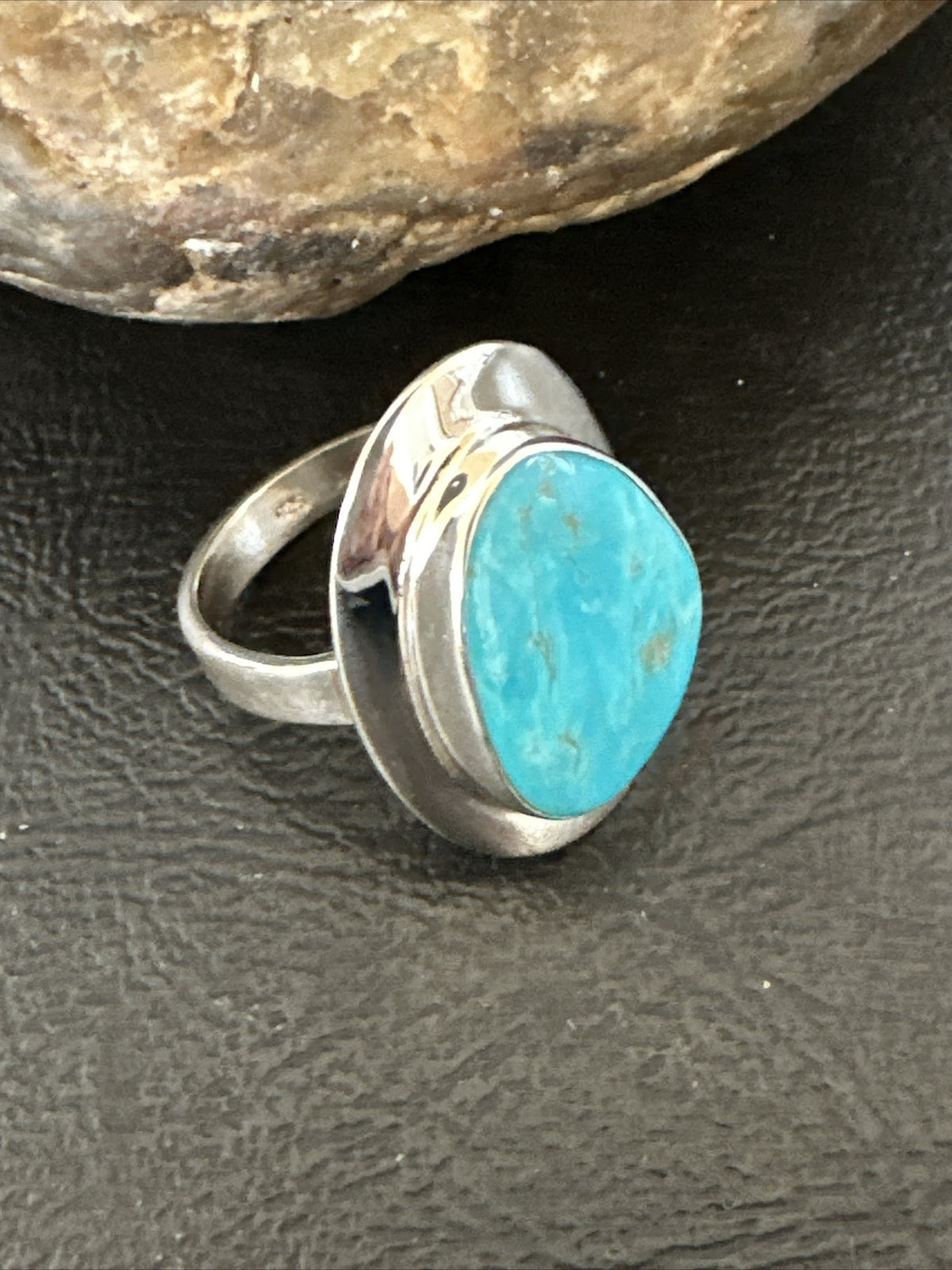 Sterling Silver Blue Kingman Turquoise Ring Size 10 17679