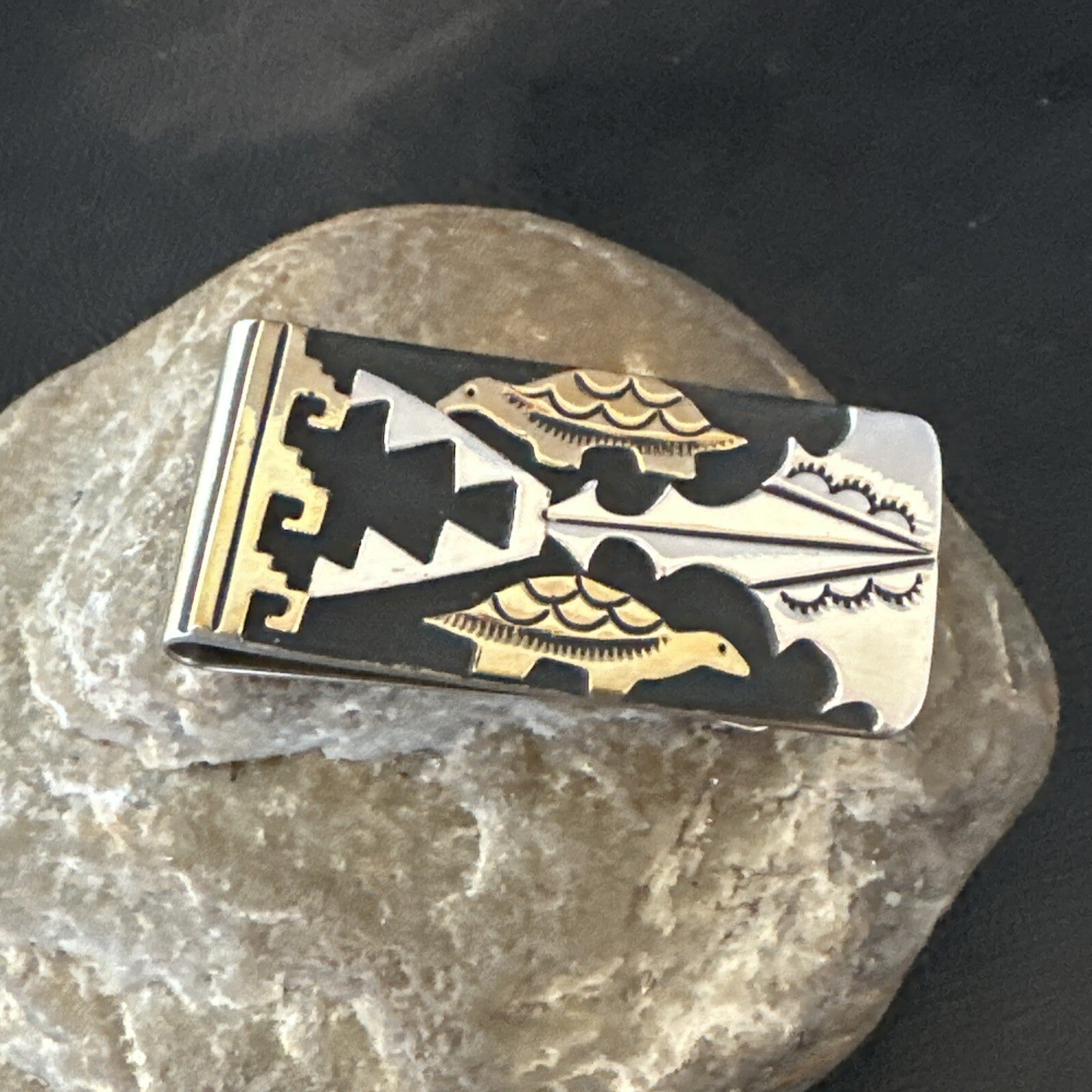 Money Clip Turtles Credit Card Holder Navajo Sterling Silver T&R Singer 17825