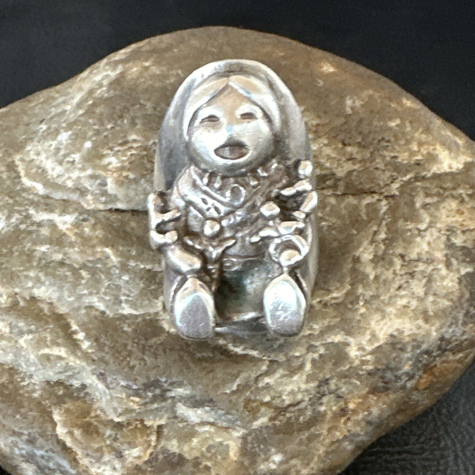XL Mens Womens Storyteller Old Pawn Navajo Sterling Silver Ring Size 7 18116