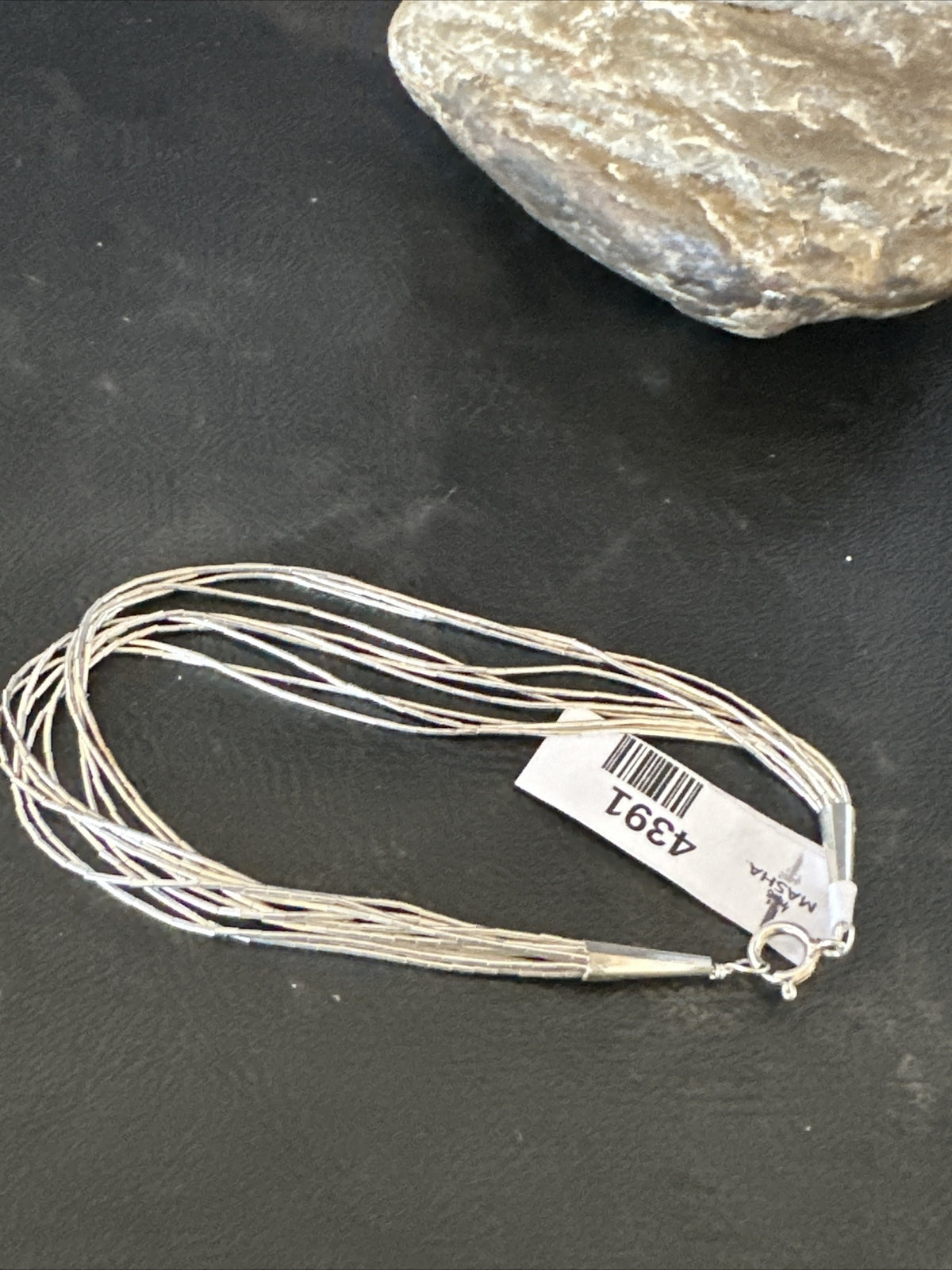 Womens Heishi Liquid Sterling Silver 10 Strands Bracelet 8” 4391