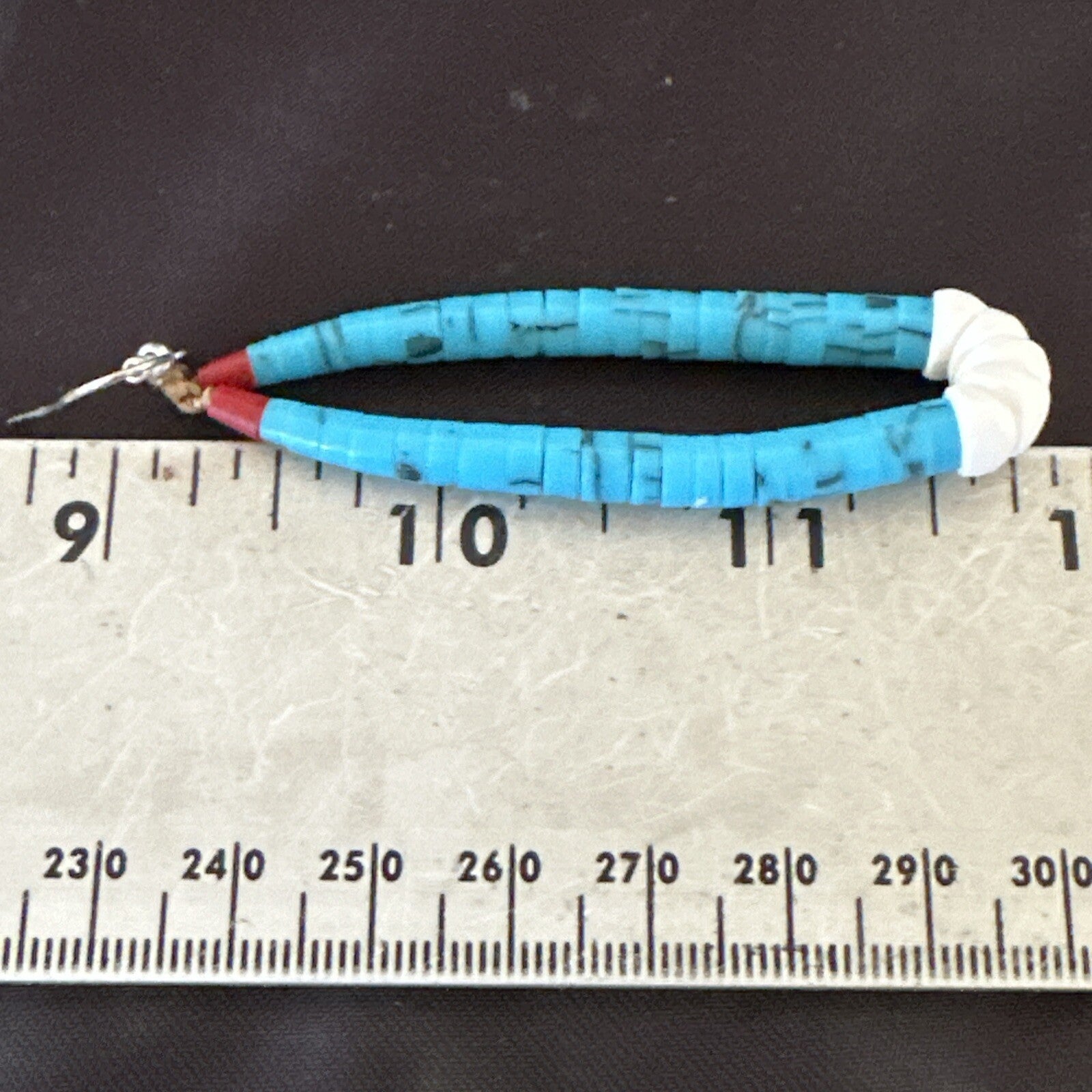 Blue Turquoise White Santo Domingo Sterling Silver Dangle Earrings 2.75” 18164