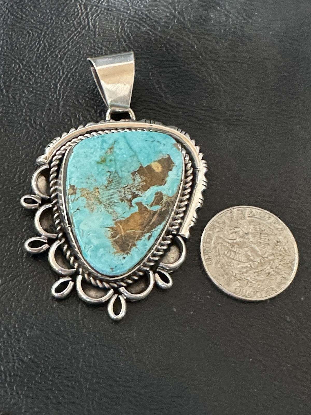 XL Men Women Blue Turquoise Pendant Navajo Sterling Yazzie 19525