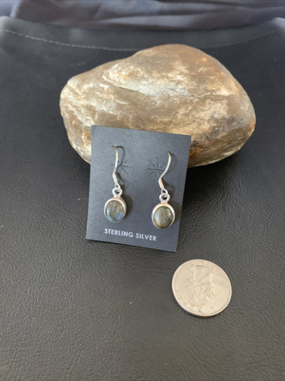 Native American Navajo Blue Labradorite Sterling Silver Dangle Earrings 13069