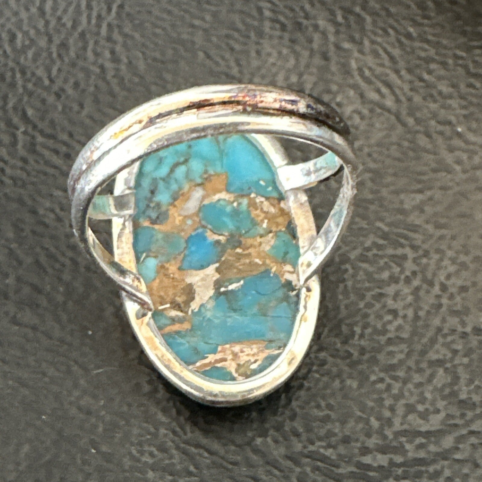 Blue Turquoise Spiny Oyster Southwestern Sterling Silver Ring Size 7 18443