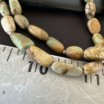 Only One Sterling Silver Heishi Green Turquoise 2 Strands Bead Necklace 18823