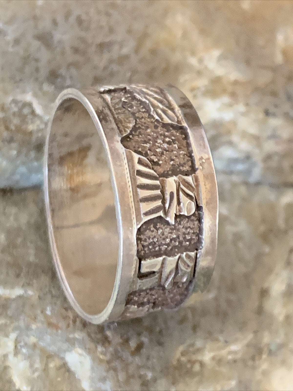 Native American Navajo Stamped Sterling Silver Pueblo Ring Size 10 14750