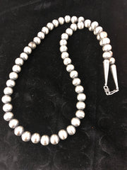 10mm Navajo Pearls 30"Hook Eye Cone Necklace | Sterling Silver | Authentic Native American Handmade