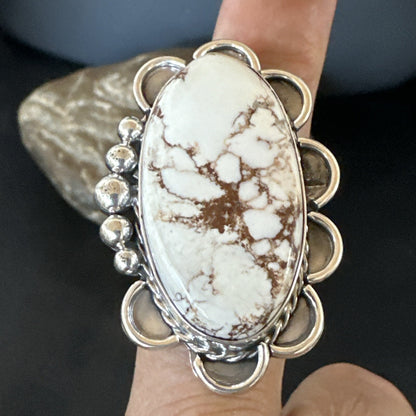 Mens Womens Wild Horse Turquoise Navajo Sterling Silver Ring Size 8 18009