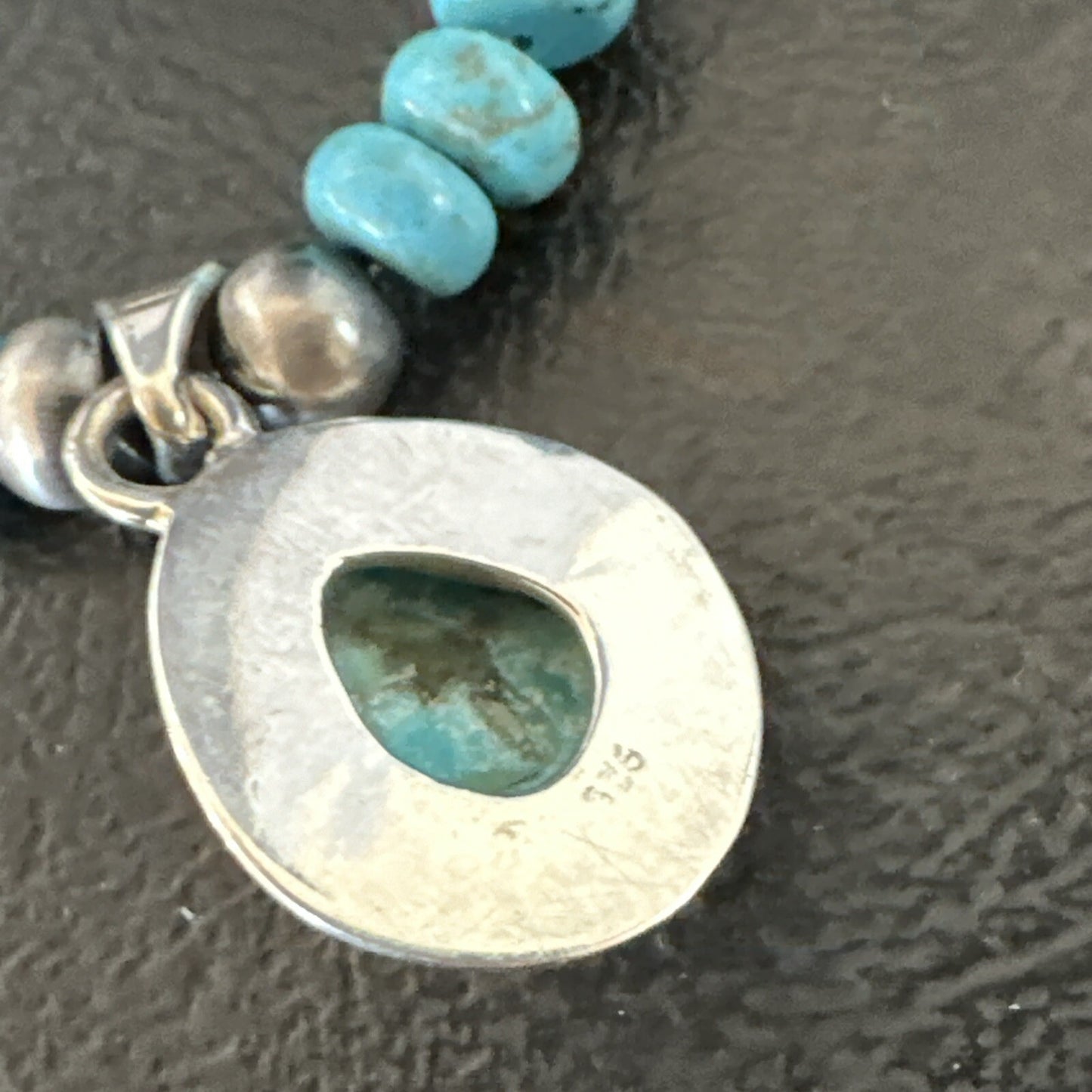 WoMens Blue Kingman Turquoise Pendant Navajo Sterling Silver Necklace 21" 18149