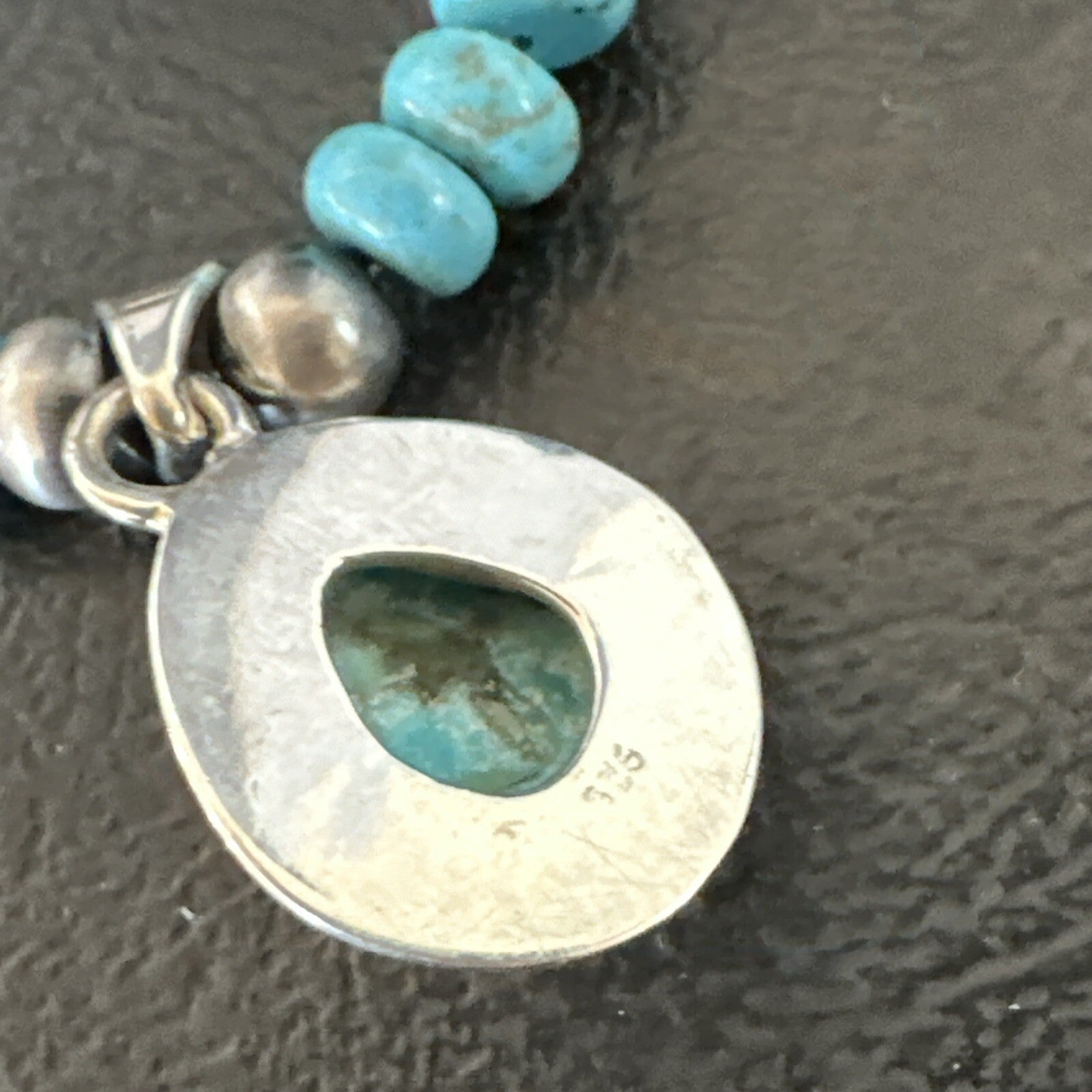 WoMens Blue Kingman Turquoise Pendant Navajo Sterling Silver Necklace 21" 18149