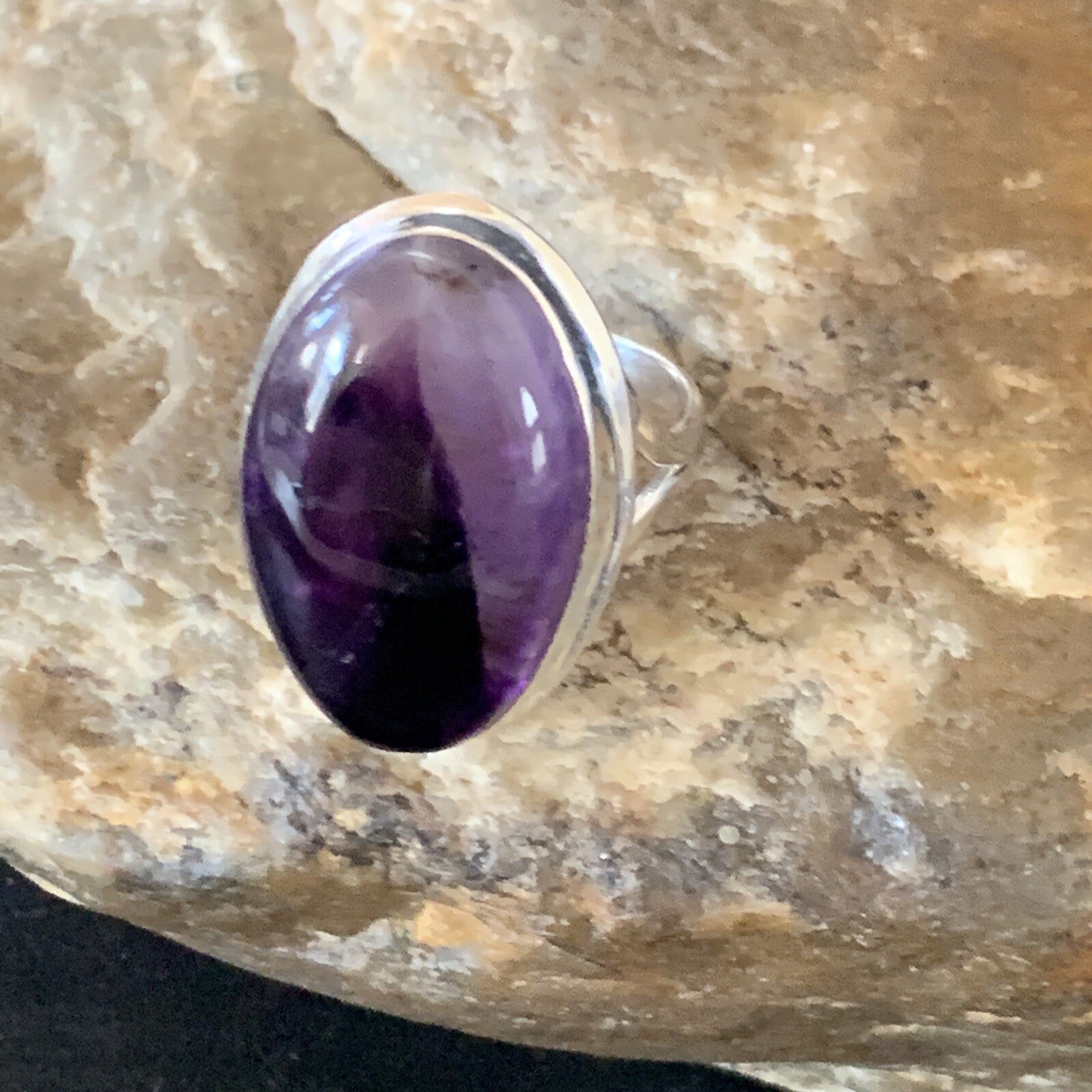 Purple Amethyst Navajo Sterling Silver Ring Size 8.5 12940