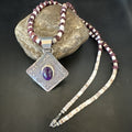 H Joe Purple Spiny Oyster Pendant Shell Necklace 26" | Sterling Silver | Authentic Native American Handmade | 19544