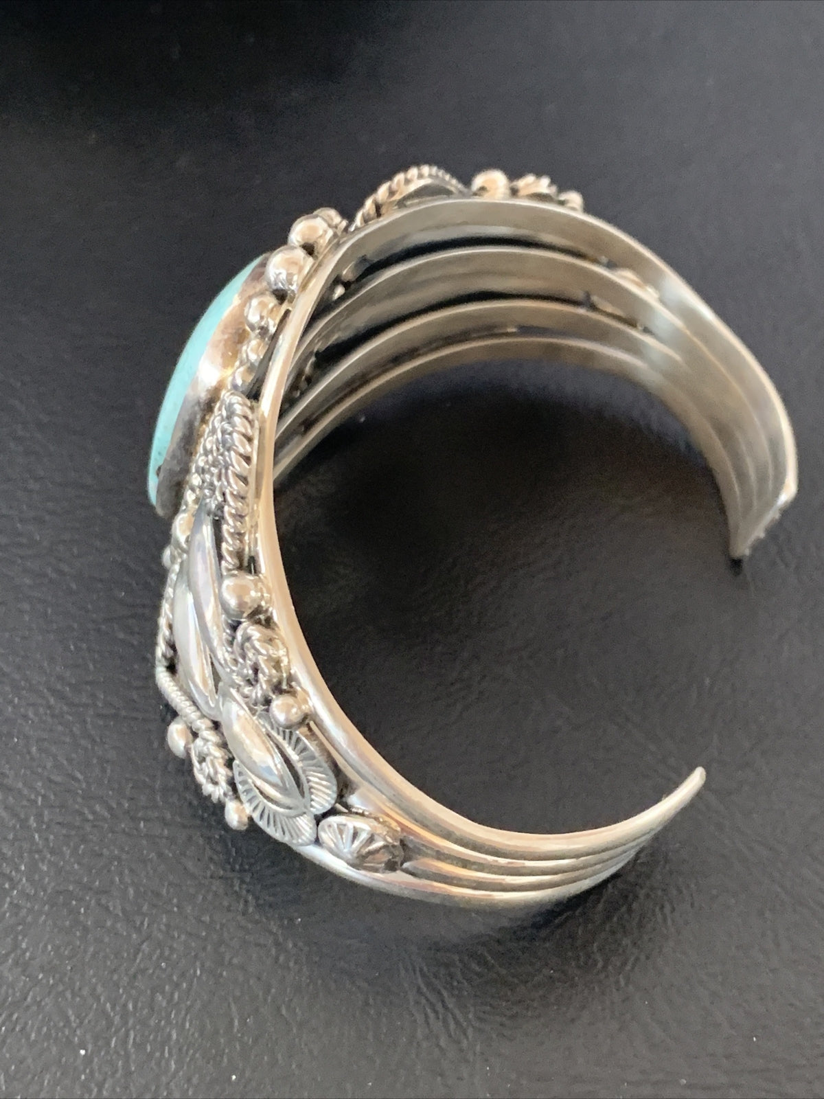 Whitewater Turquoise Sterling Silver Navajo Cuff Bracelet 2088