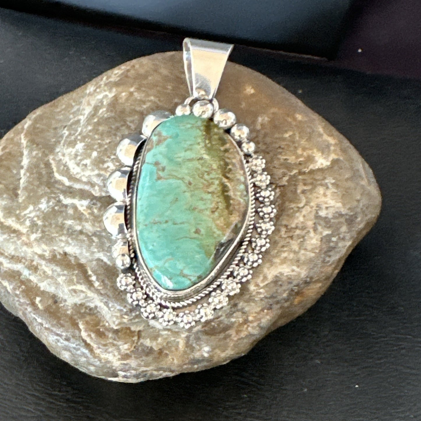 Men Women Green Royston Turquoise Pendant Navajo Sterling Yazzie 19523