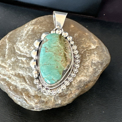 Men Women Green Royston Turquoise Pendant Navajo Sterling Yazzie 19523