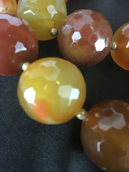 Huge Bold Faceted 24 mm Carnelian Gold Filled Beads Necklace 03693