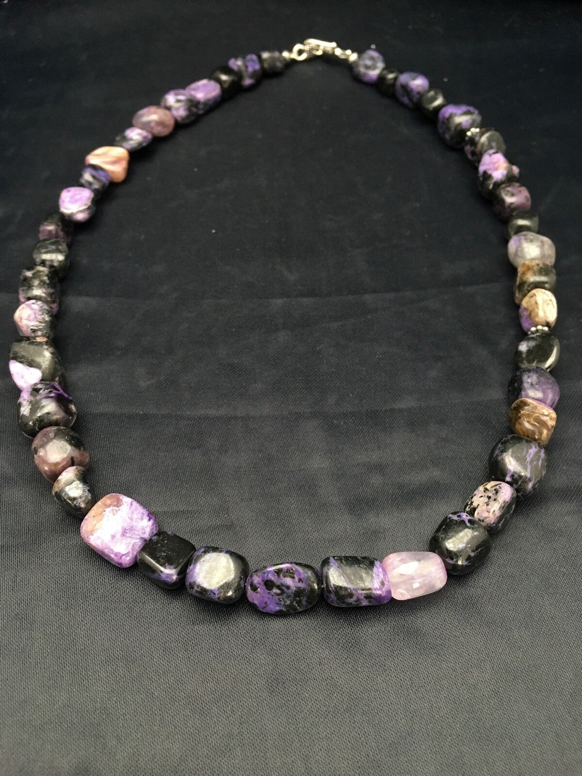 Purple Charoite Navajo Sterling Silver Beads Necklace 02700
