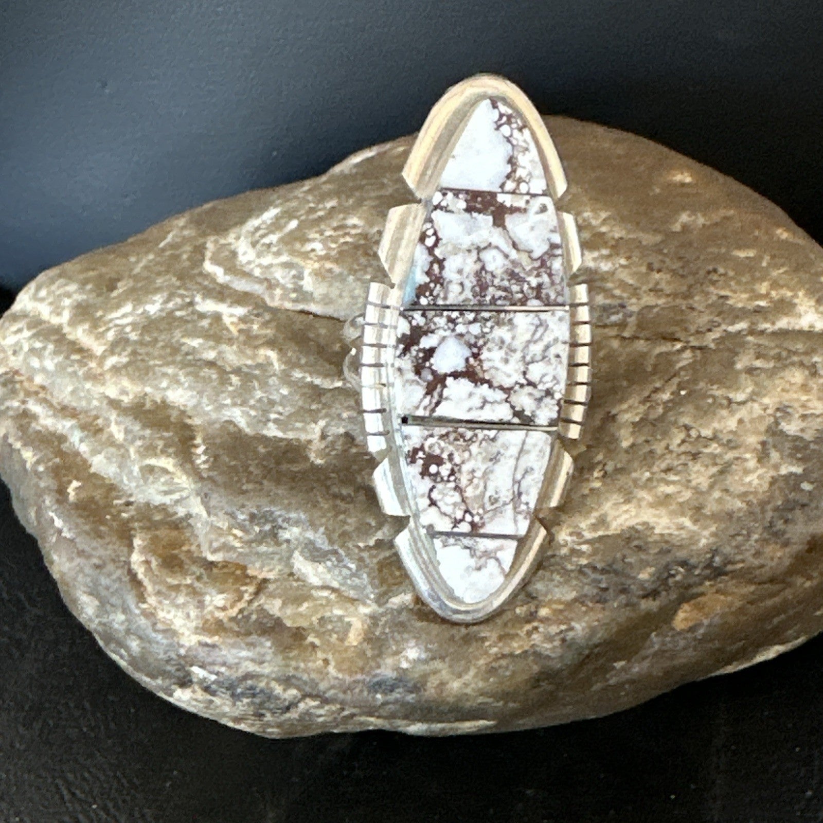 Mens Womens Wild Horse Turquoise Inlay Navajo Sterling Silver Ring Sz 9 19110