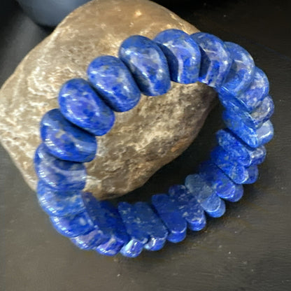 Mens Womens Blue Lapis Lazuli Stretch Bead Bracelet 7” 18861
