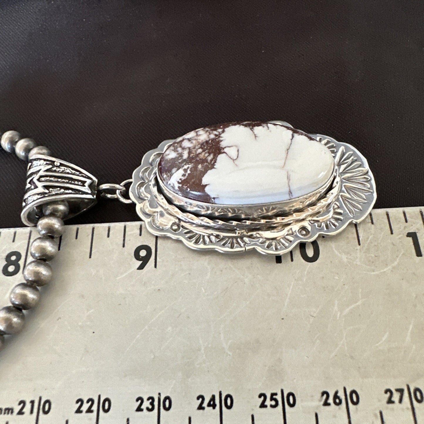 Wild Horse Turquoise Pendant Sterling Silver Beads Necklace 18026