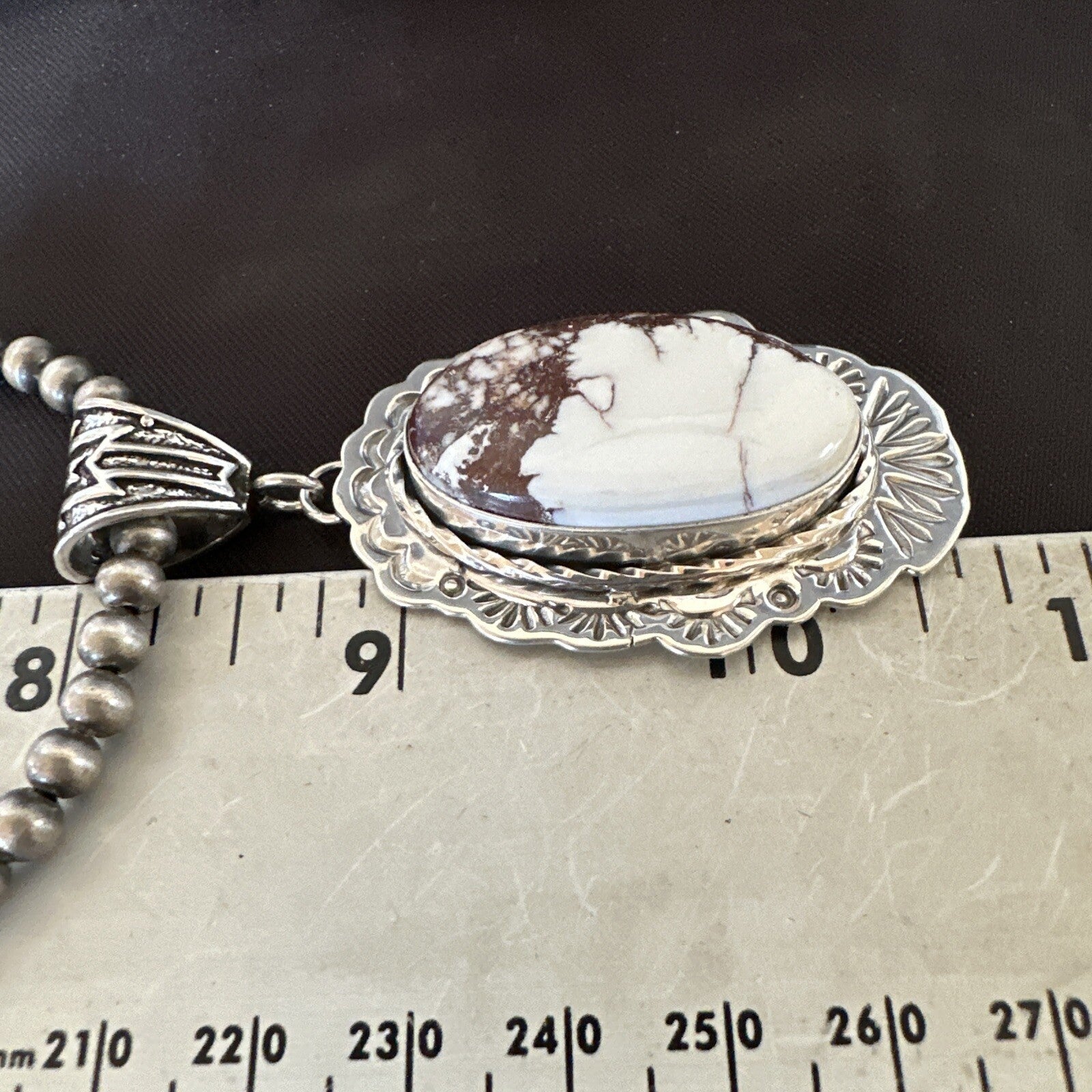 Wild Horse Turquoise Pendant Sterling Silver Beads Necklace 18026