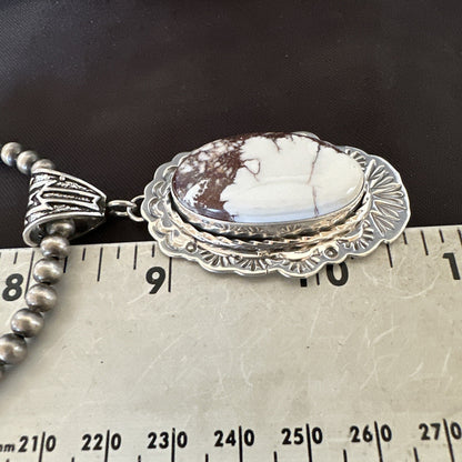 Wild Horse Turquoise Pendant Sterling Silver Beads Necklace 18026