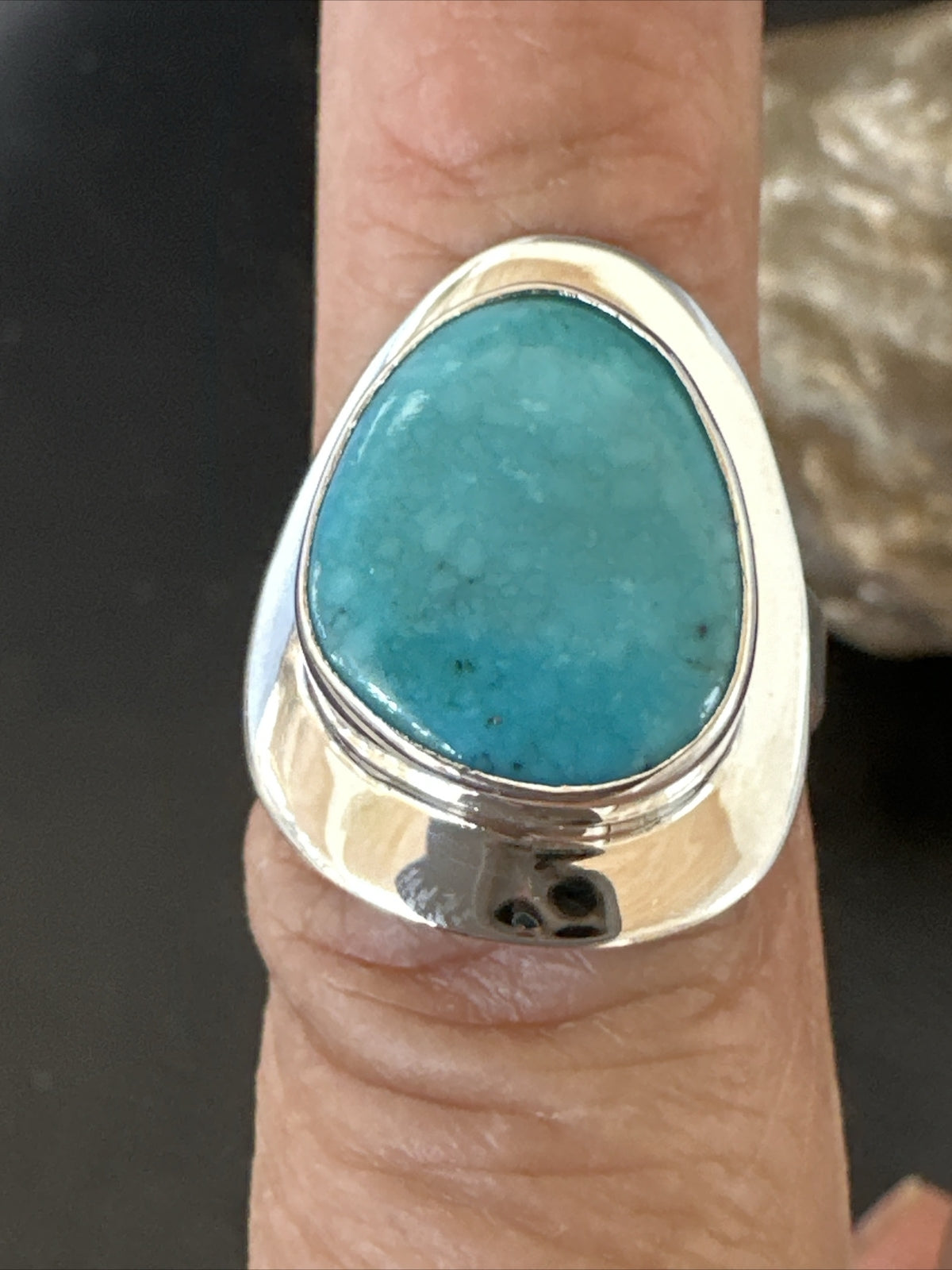 WoMens Sterling Silver Blue Kingman Turquoise Ring Size 7 17680