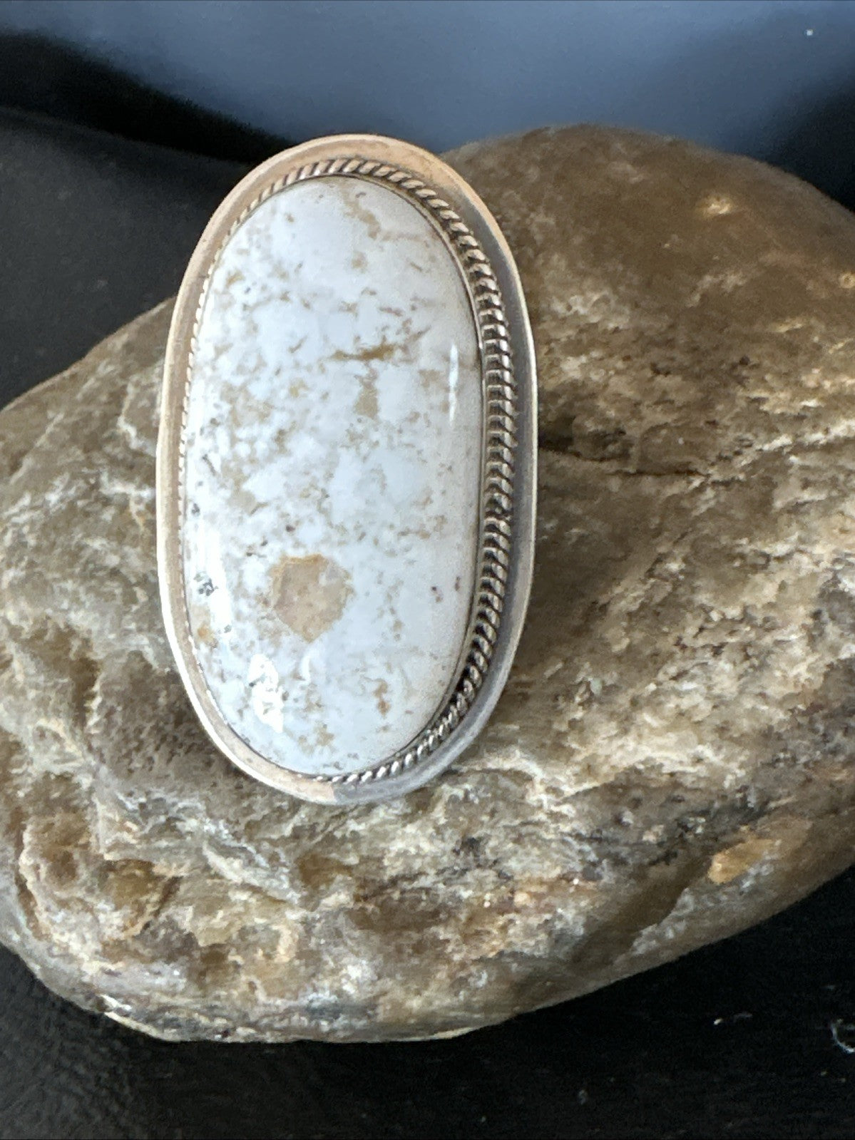 Native American Wild Horse Turquoise Navajo Sterling Silver Ring Size 8 19824