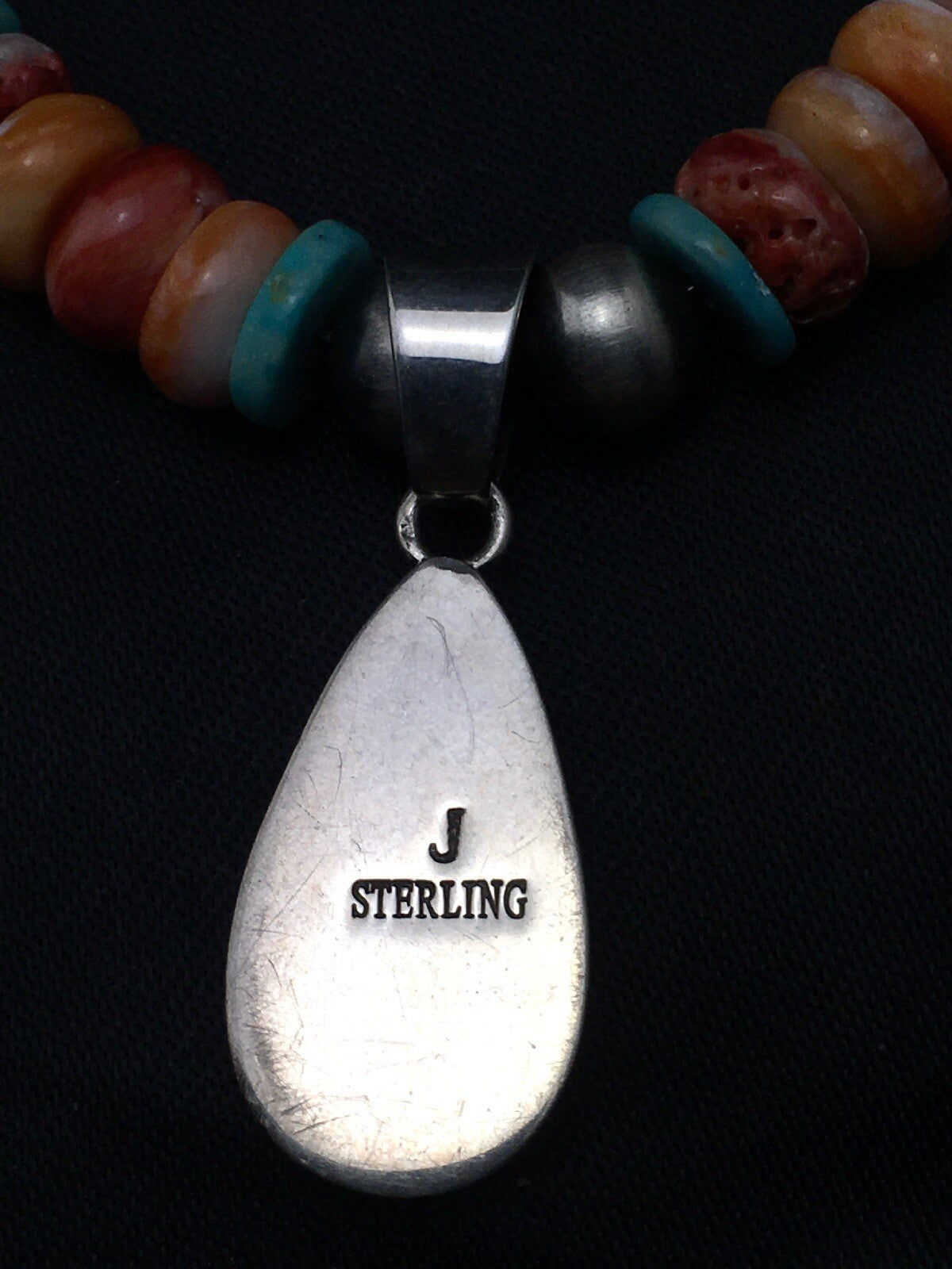 Spiny Oyster Pendant Turquoise Navajo Sterling Silver Necklace 19" 4522